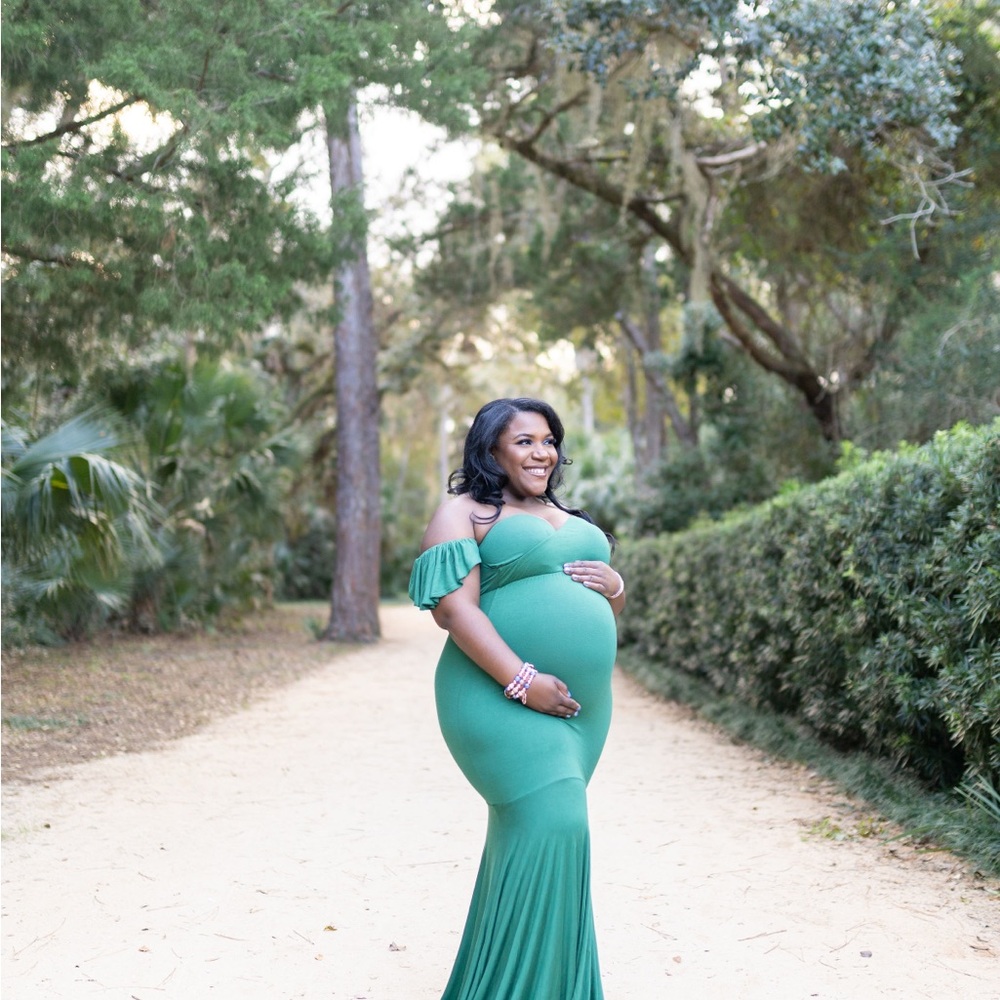 Amazon Green Off-Shoulder Maxi Dress